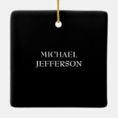 Elegante Plain Zwart Wit Gepersonaliseerde Custom Keramisch Ornament (Achterkant)