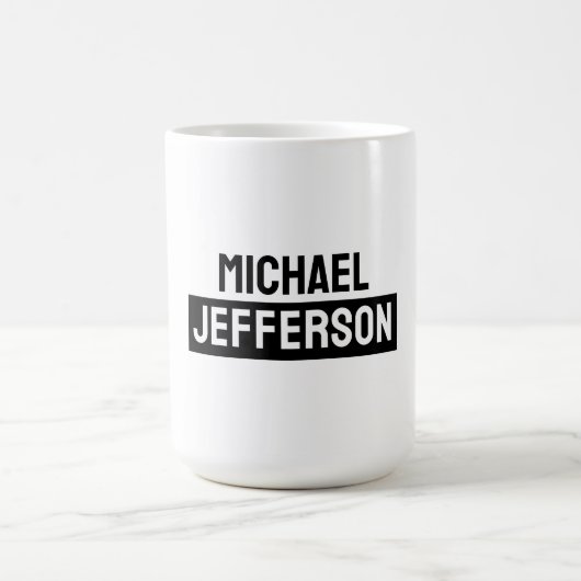 Elegante Plain Zwart Wit Gepersonaliseerde Custom Koffiemok (Center)