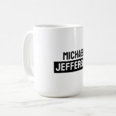 Elegante Plain Zwart Wit Gepersonaliseerde Custom Koffiemok (Voorkant links)