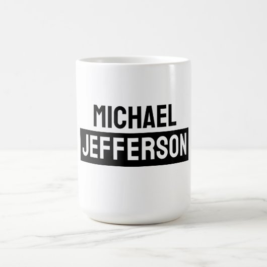 Elegante Plain Zwart Wit Gepersonaliseerde Custom Koffiemok (Center)