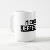 Elegante Plain Zwart Wit Gepersonaliseerde Custom Koffiemok (Voorkant links)
