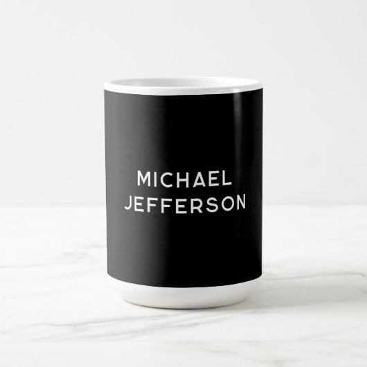 Elegante Plain Zwart Wit Gepersonaliseerde Custom Koffiemok (Center)