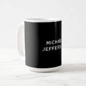 Elegante Plain Zwart Wit Gepersonaliseerde Custom Koffiemok (Voorkant links)