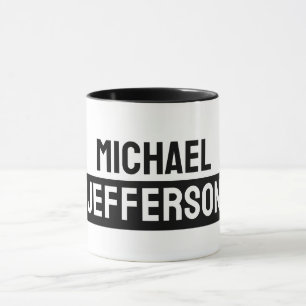Elegante Plain Zwart Wit Gepersonaliseerde Custom Mok