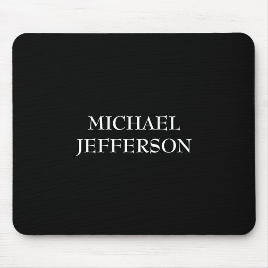 Elegante Plain Zwart Wit Gepersonaliseerde Custom Muismat (Voorkant)