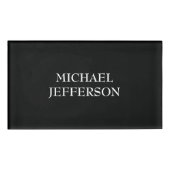 Elegante Plain Zwart Wit Gepersonaliseerde Custom Naambadge (Voorkant)