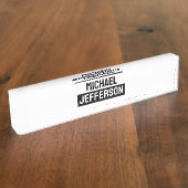 Elegante Plain Zwart Wit Gepersonaliseerde Custom Naambordje (Zijkant)