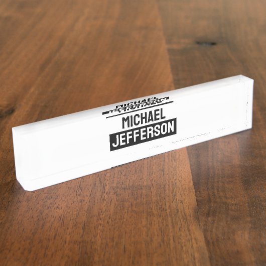 Elegante Plain Zwart Wit Gepersonaliseerde Custom Naambordje (Zijkant)