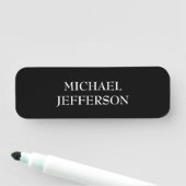 Elegante Plain Zwart Wit Gepersonaliseerde Custom Naamplaatje (In situ)