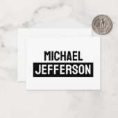 Elegante Plain Zwart Wit Gepersonaliseerde Custom Notitiekaartje (Voorkant / Achterkant in situ)