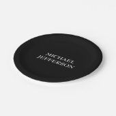 Elegante Plain Zwart Wit Gepersonaliseerde Custom Papieren Bordje (Gekanteld)
