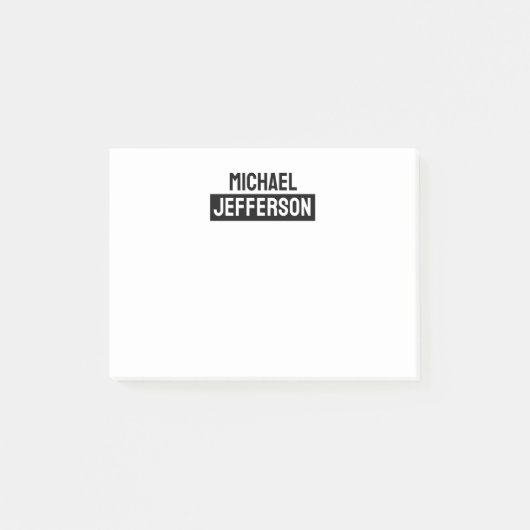 Elegante Plain Zwart Wit Gepersonaliseerde Custom Post-it® Notes (Voorkant)