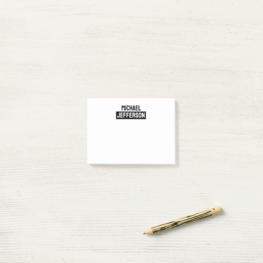Elegante Plain Zwart Wit Gepersonaliseerde Custom Post-it® Notes (Op bureau)