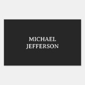 Elegante Plain Zwart Wit Gepersonaliseerde Custom Rechthoekige Sticker (Voorkant)