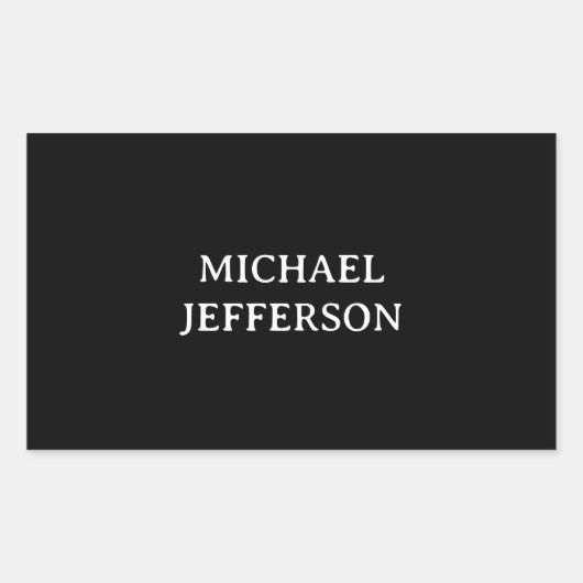 Elegante Plain Zwart Wit Gepersonaliseerde Custom Rechthoekige Sticker (Voorkant)