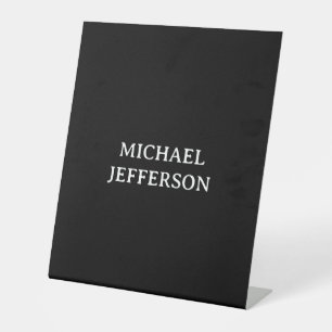 Elegante Plain Zwart Wit Gepersonaliseerde Custom Reclamebord Met Voetstuk