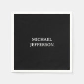Elegante Plain Zwart Wit Gepersonaliseerde Custom Servet (Voorkant)