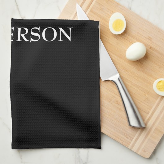 Elegante Plain Zwart Wit Gepersonaliseerde Custom Theedoek (Quarter Fold)