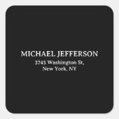 Elegante Plain Zwart Wit Gepersonaliseerde Custom Vierkante Sticker (Voorkant)