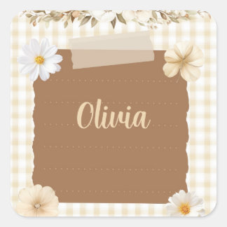 Elegante Planner met Soft Stamp & Roos Accents – C Vierkante Sticker