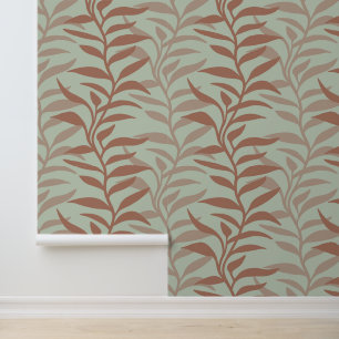 Elegante planten in Flow XL Mocha Mousse silhouet Behang