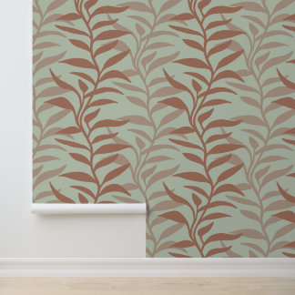 Elegante planten in Flow XL Mocha Mousse silhouet Behang
