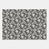 Elegante Planten Kruiden Patroon Bloemen Zwart Wit Inpakpapier Vel (Voorkant 2)
