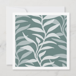 Elegante Plantsilhouet in Flow Smokey Teal Notitiekaartje