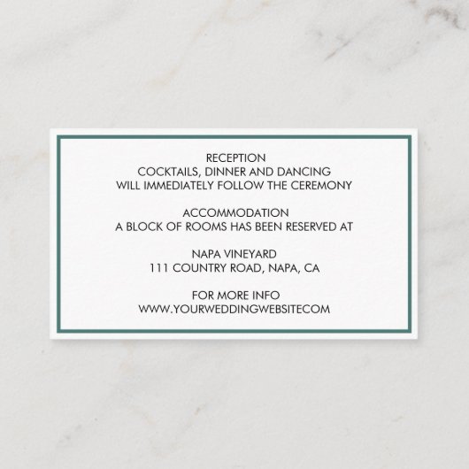 Elegante platte botanische moderne groene tak informatiekaartje (Achterkant)