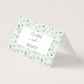 Elegante platte moderne botanische groene bruiloft kaart (Achterkant)