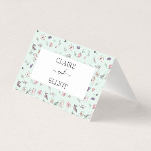 Elegante platte moderne botanische groene bruiloft kaart (Achterkant)