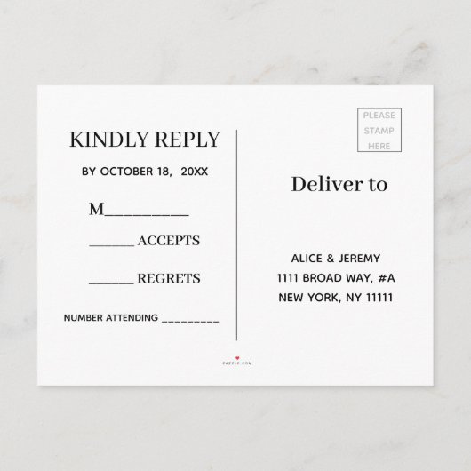 Elegante platte moderne botanische groene RSVP Uitnodiging Briefkaart (Achterkant)