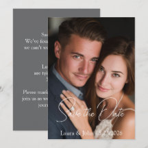 Elegante platte Save the Date-huwelijksuitnodiging