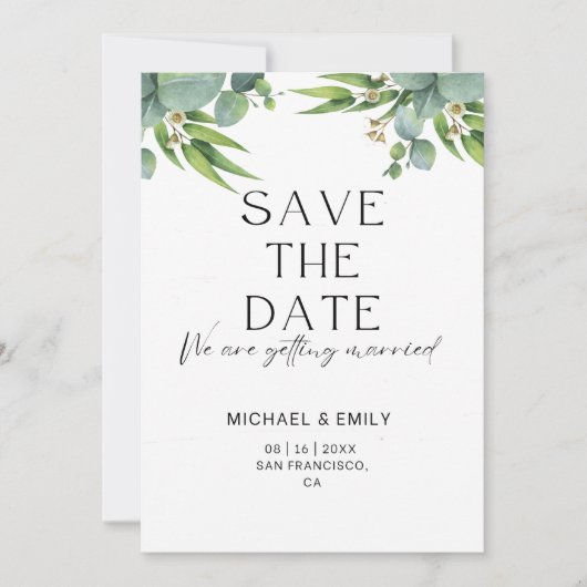 Elegante platte Save The Date kaart (Voorkant)