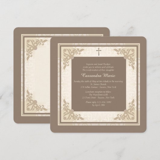 Elegante plein religieuze uitnodiging (Voorkant / Achterkant)