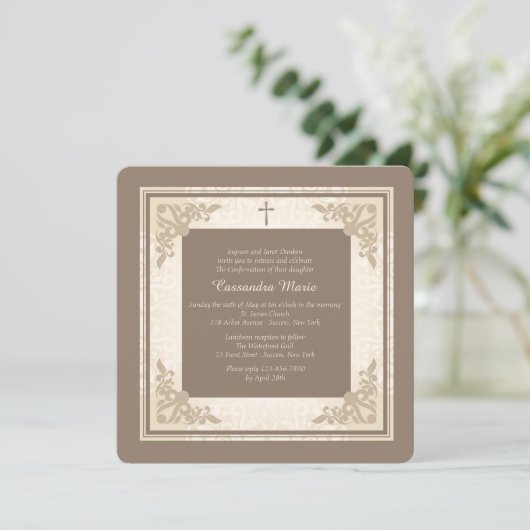 Elegante plein religieuze uitnodiging (Staand voorkant)