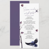 Elegante Plum & Black Crow Halloween Feestdiner Menu (Voorkant / Achterkant)