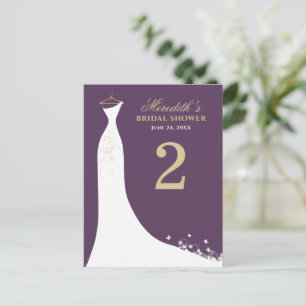 Elegante Plum en Goud Trouwjurk Tafelnummer