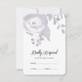 Elegante Plum en Grijze Bloemen Stippen bruiloft R RSVP Kaartje (Voorkant)