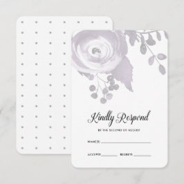 Elegante Plum en Grijze Bloemen Stippen bruiloft R RSVP Kaartje