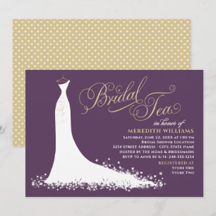 Elegante Plum Gold Trouwjurk Bruids Thee Douche Kaart