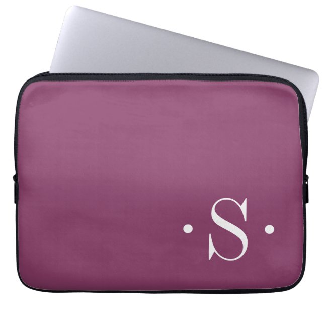 Elegante Plum Monogram laptophoes Laptop Sleeve (Voorkant)