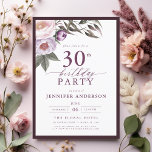Elegante Plum Paarse Bloemen Script 30ste Verjaard Kaart<br><div class="desc">Zet de toon voor een verfijnd feest met een elegante pruim paarse bloemige script verjaardagsuitnodiging. Met rijke pruimentinten en delicate bloemaccenten straalt dit ontwerp een gevoel van luxe en verfijning uit. De sierlijke scripttypografie voegt een gepersonaliseerde touch toe, perfect voor een mijlpaal verjaardag of formeel evenement. Ideaal voor een avondbijeenkomst...</div>