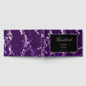 Elegante Plum Paarse en Silver Marble Guestbook Gastenboek (Volledig)