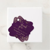 Elegante Plum Paarse & Gold Curls bruiloft Dank u Bedankjes Labels (In situ)