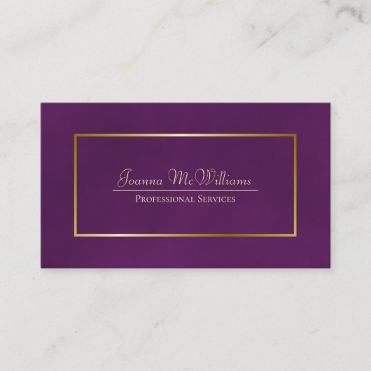 Elegante Plum Paarse & Gold Professionele QR-code Visitekaartje (Voorkant)