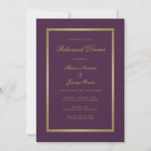 Elegante Plum Paarse Gold Script repetitie diner Kaart (Voorkant)
