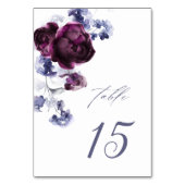 Elegante Plum Paarse & Indigo Blue Floral Wedding Kaart (Achterkant)
