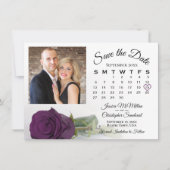 Elegante Plum Paarse Roos Trouwkalender & Foto Save The Date (Voorkant)