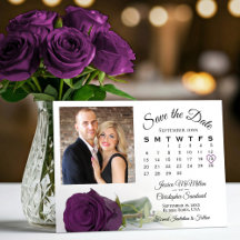 Elegante Plum Paarse Roos Trouwkalender & Foto